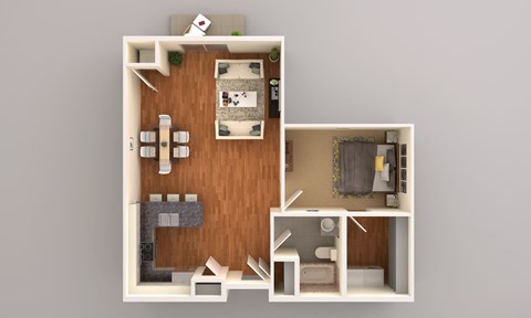 Floor plan for studio, 1 bath, 908 sqft